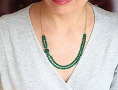 Green Agate Gold Necklace