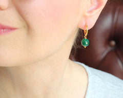 Green Agate Hoops