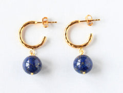 Lapis Lazuli Gold Hoops