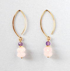 Rose Quartz Amethyst Earrings