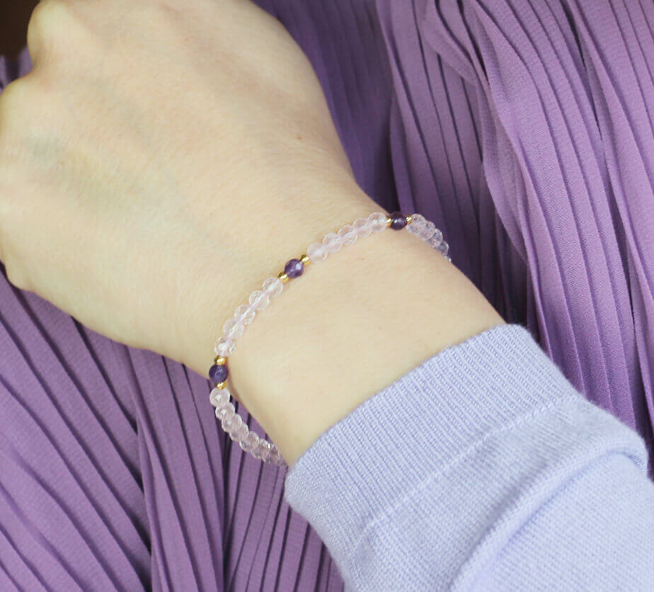 Garnet, Strawberry Quartz and Rose Quartz Bracelet