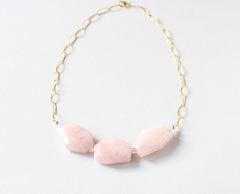 Rose Quartz Gold Necklace