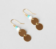 Tridacna Turquoise Disc Earrings