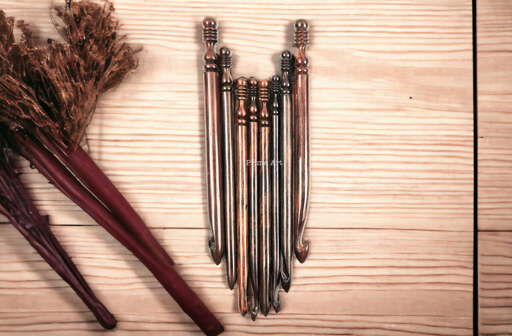 Handmade premium quality Maple and Red wood crochet hooks set of