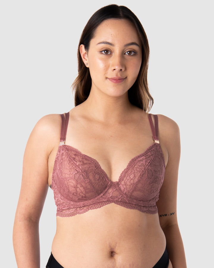 Heroine Lace Non Wired Nursing Bralette, Hotmilk