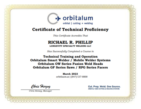 Orbitalum Certification