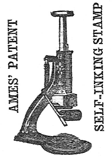 ames' patent self-inking stamp circa 1856