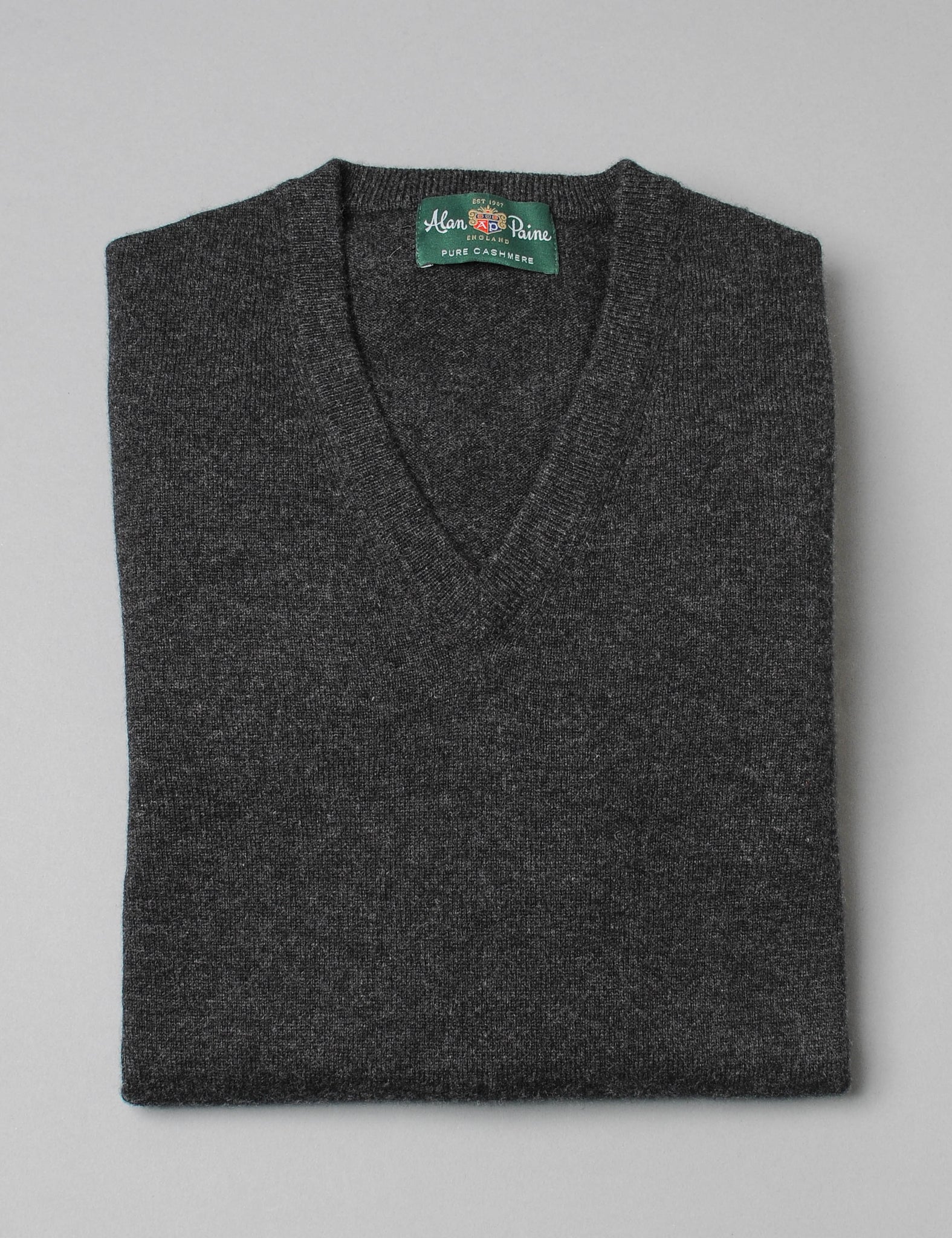 Alan Paine Cashmere V-Neck Sweater - Charcoal– Harrison Limited