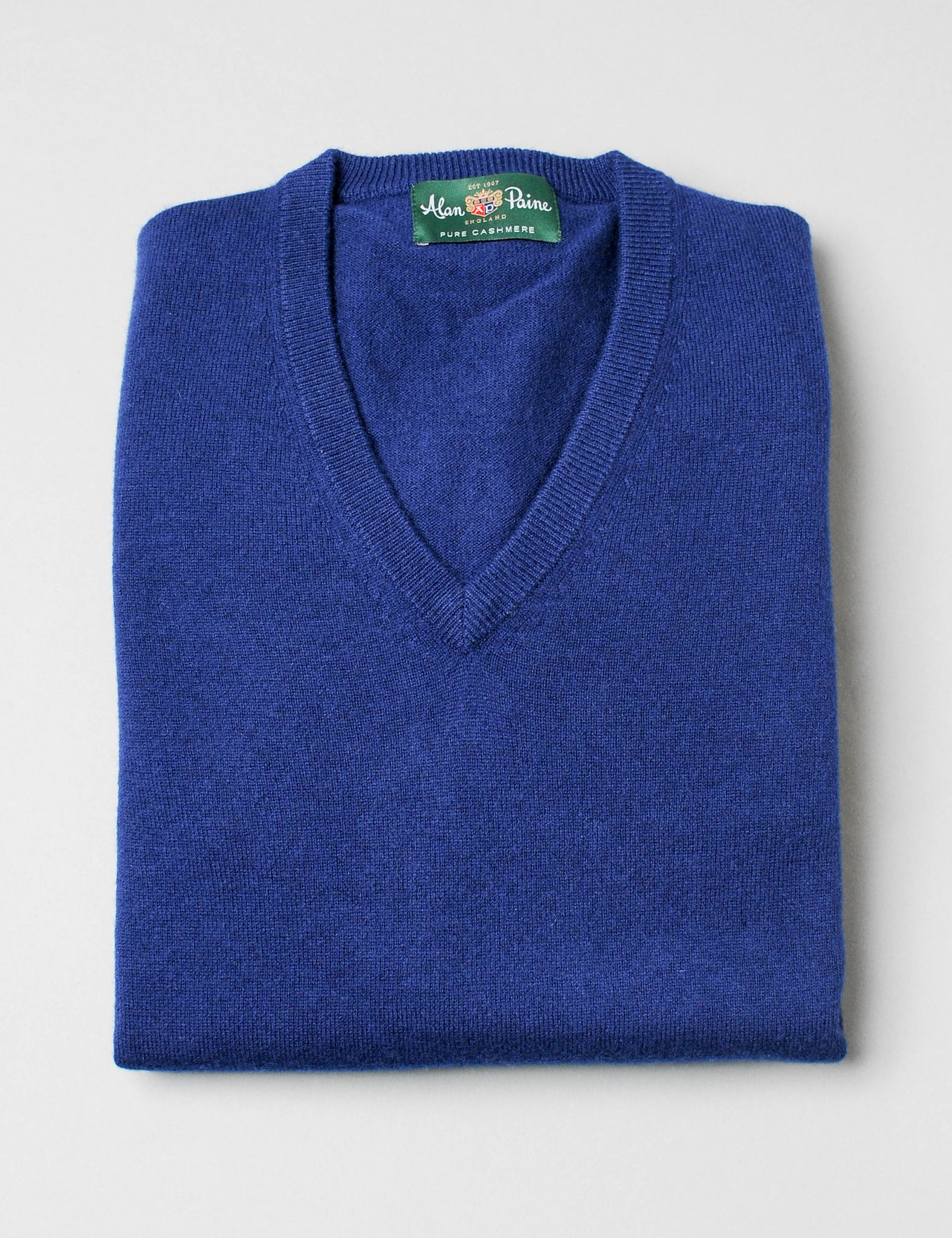 Alan Paine Cashmere V-Neck Sweater - Indigo– Harrison Limited