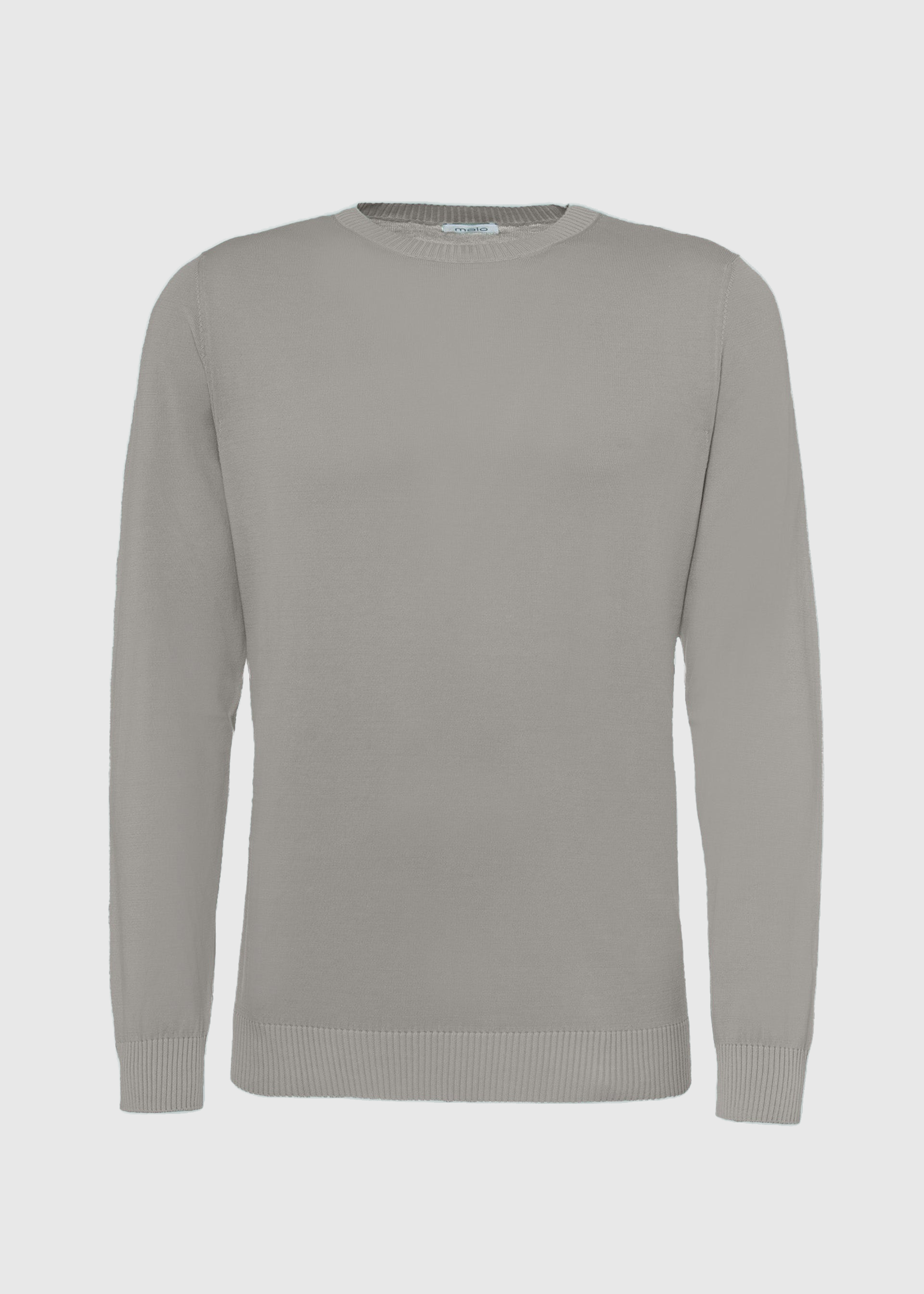 Malo Cotton Crewneck Sweater In Gray