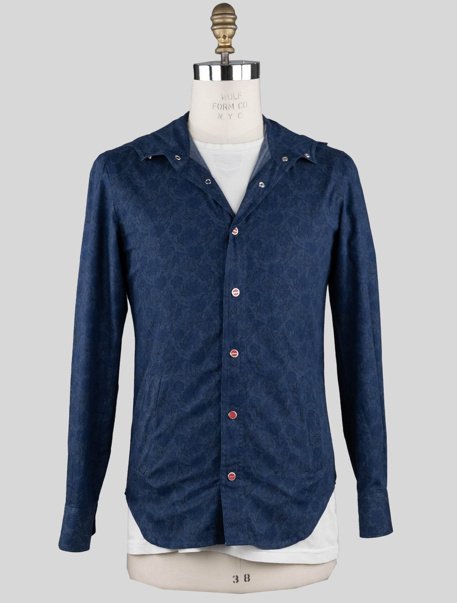 Kiton Blue Cotton Overshirt Mariano