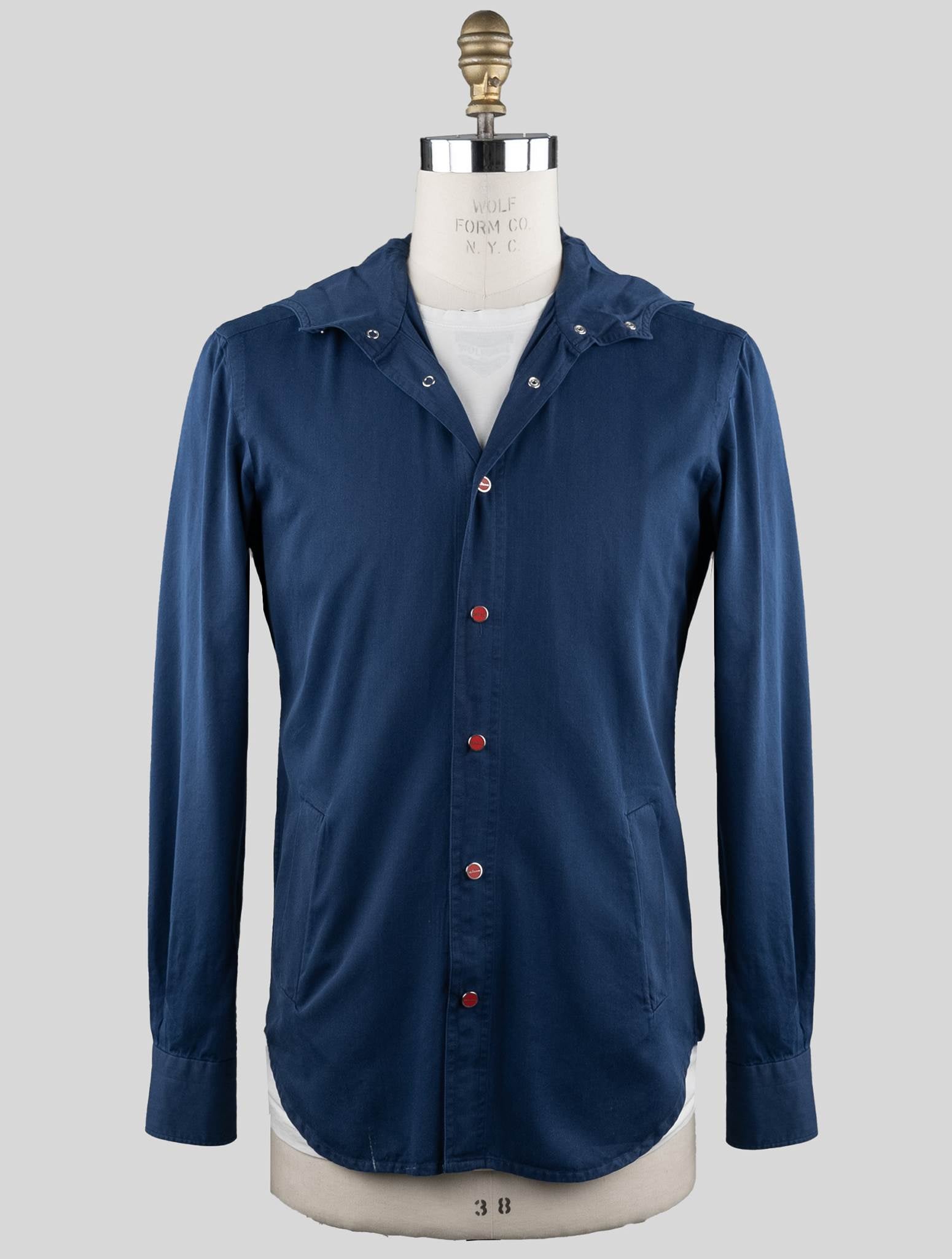 Kiton Blue Denim Cotton Linen Overshirt Mariano