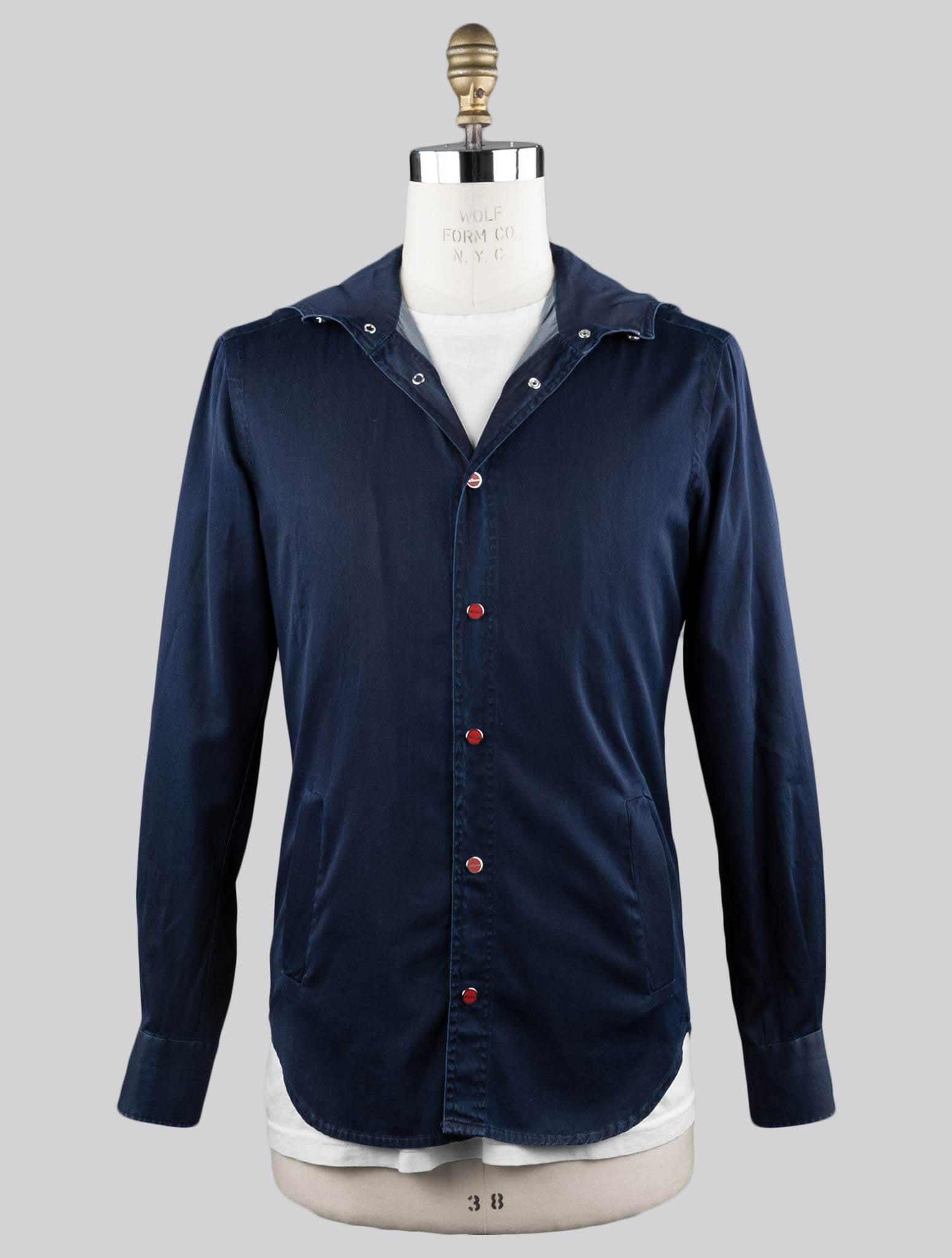 Kiton Dark Blue Cotton Denim Overshirt Mariano