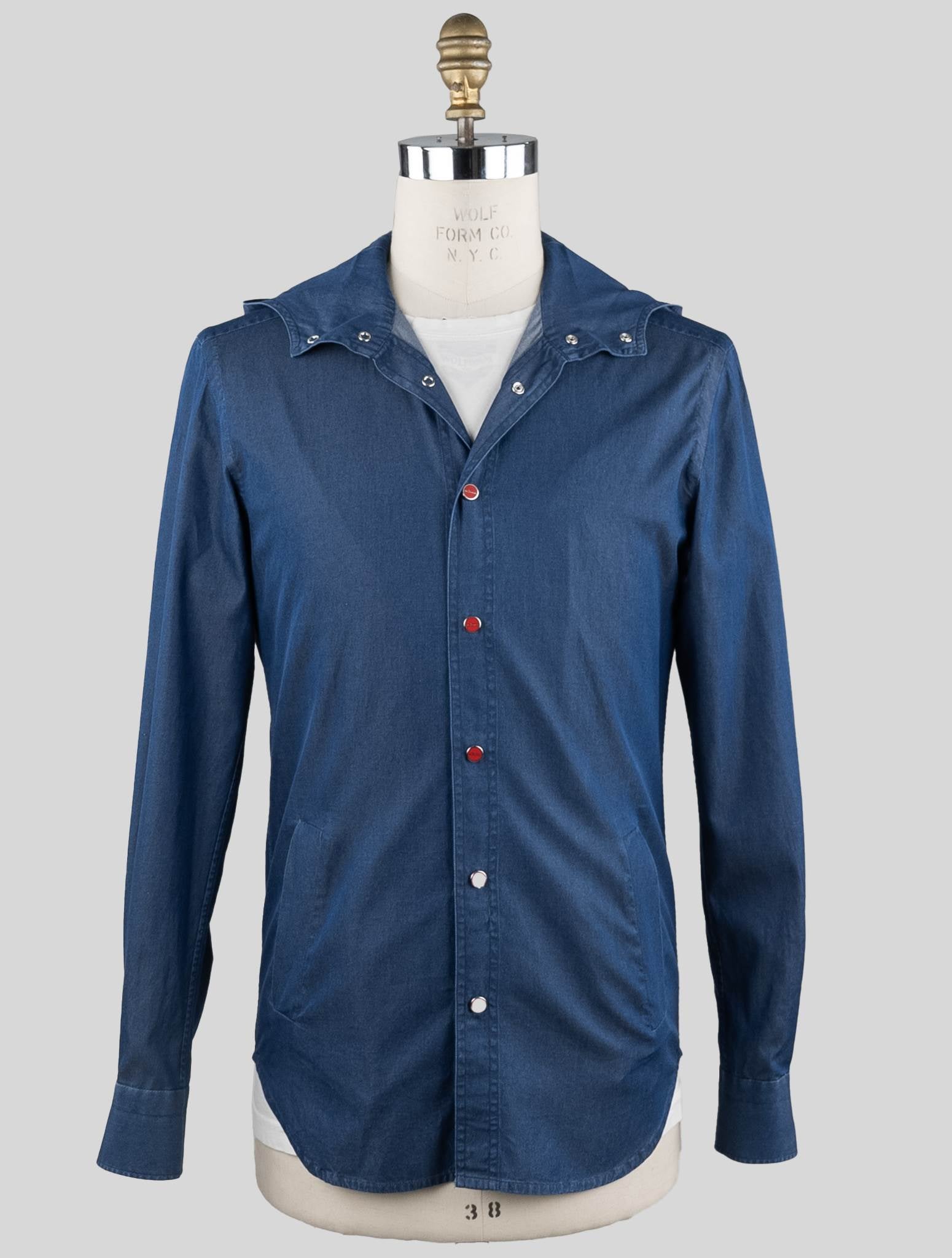 Kiton Blue Cotton Overshirt Mariano