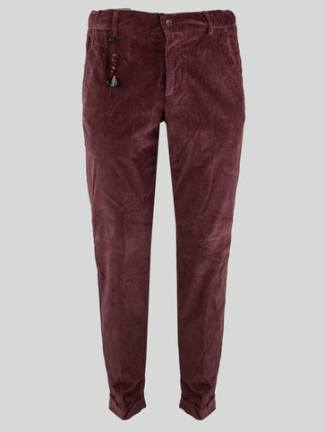 Marco Pescarolo Burgundy Cotton EA Velvet Pants