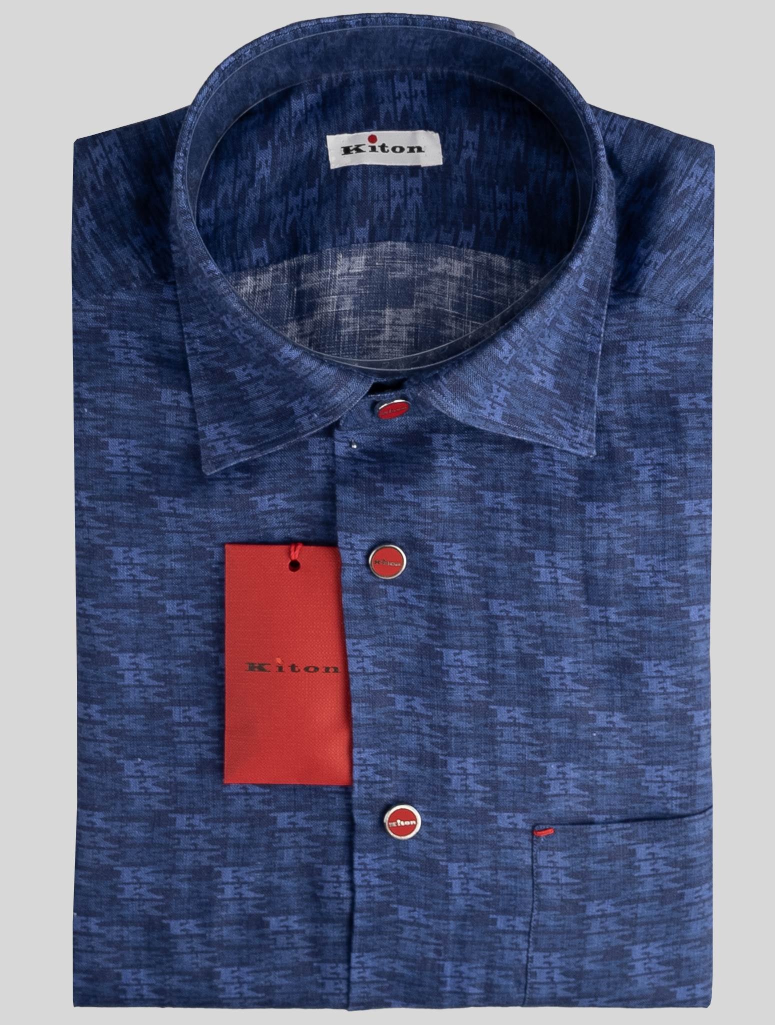 Kiton Blue Linen Shirt