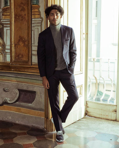 Kiton Suit with sneakers and sweater with Akash Kumar