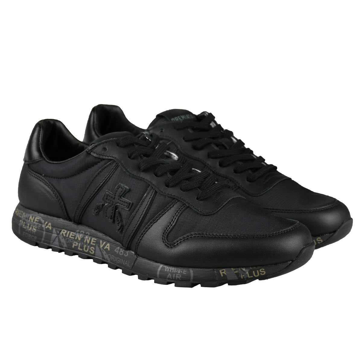 Premiata Black Leather Nylon Sneakers Eric1