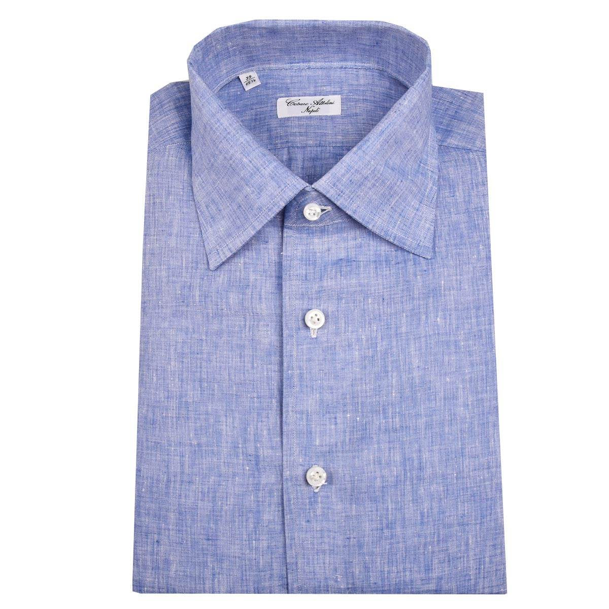 Cesare Attolini Blue Linen Shirt