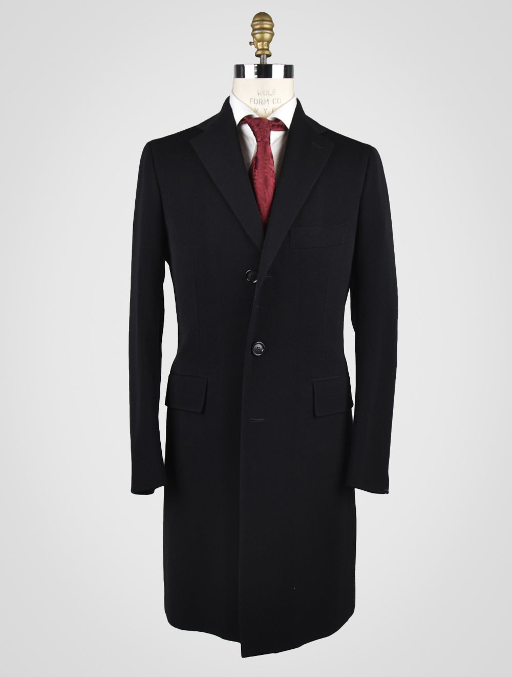 Cesare Attolini Black Wool Cotton Overcoat