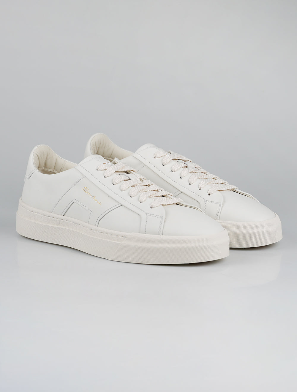 Santoni White Leather Sneakers