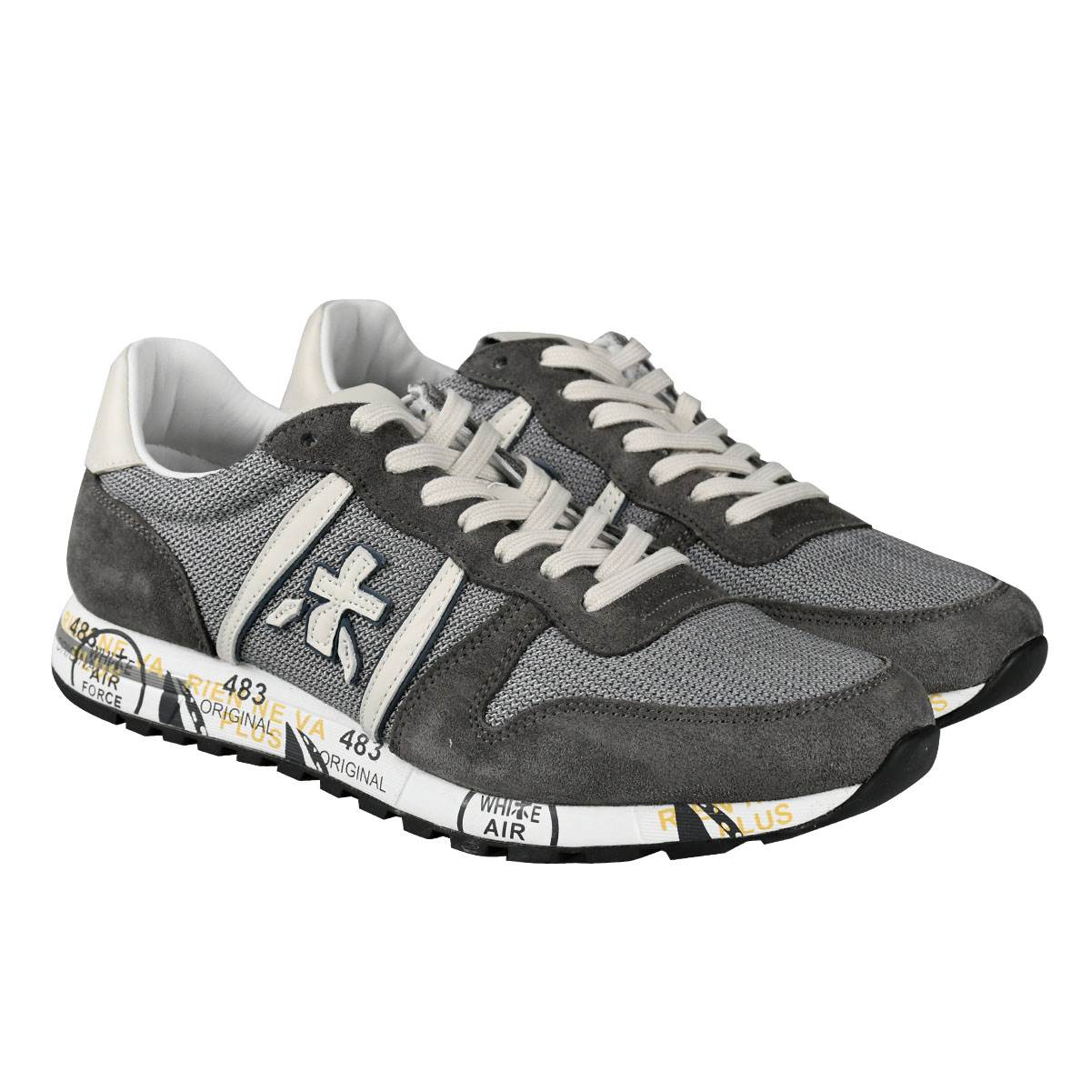 Premiata Gray Leather Suede PA Sneakers Eric1