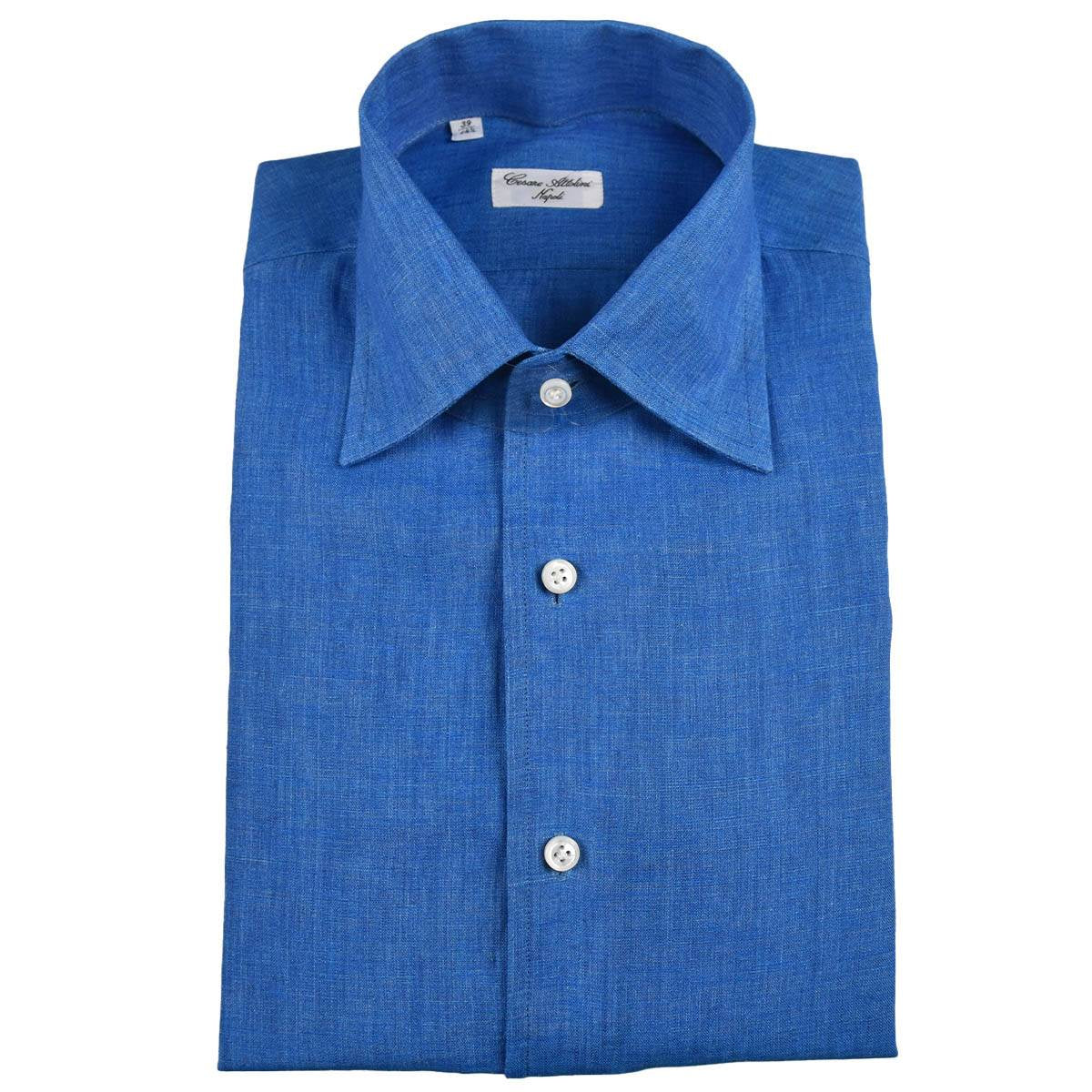 Cesare Attolini Blue Linen Shirt