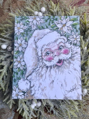 Poinsettia Santa Paper Print 8x10 - Southern Bales-Art by Allie's Studio