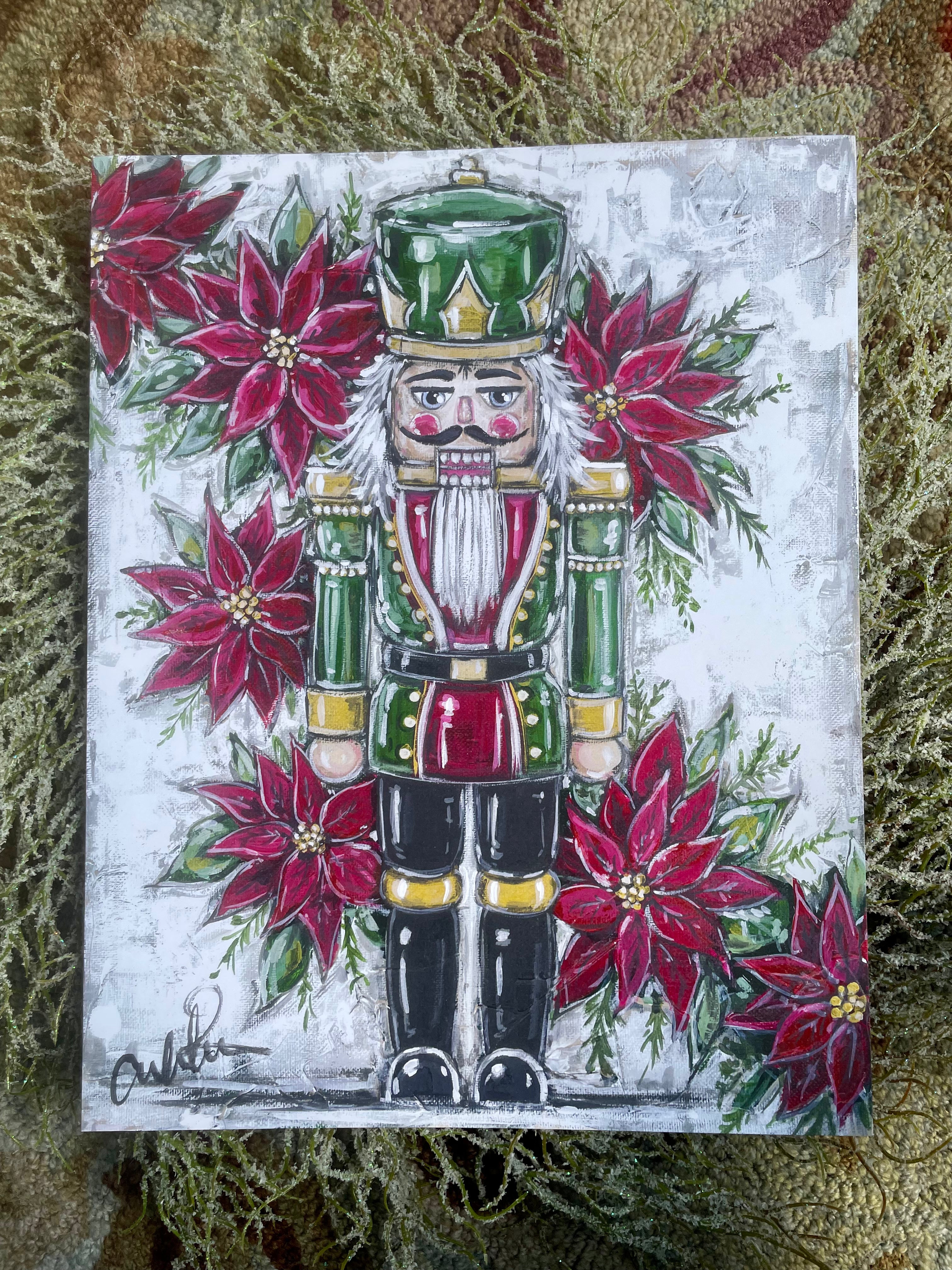 Poinsettia Nutcracker Paper Print 11x14