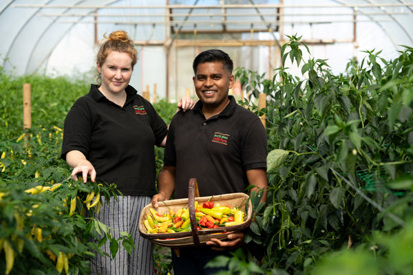Owners Jenny & Amrit at the chilli farm