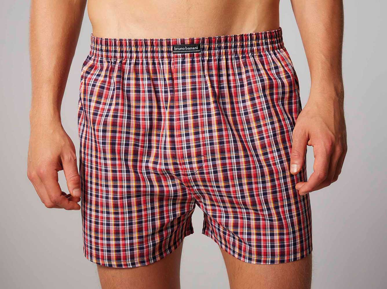 loose boxer shorts with a checked pattern
