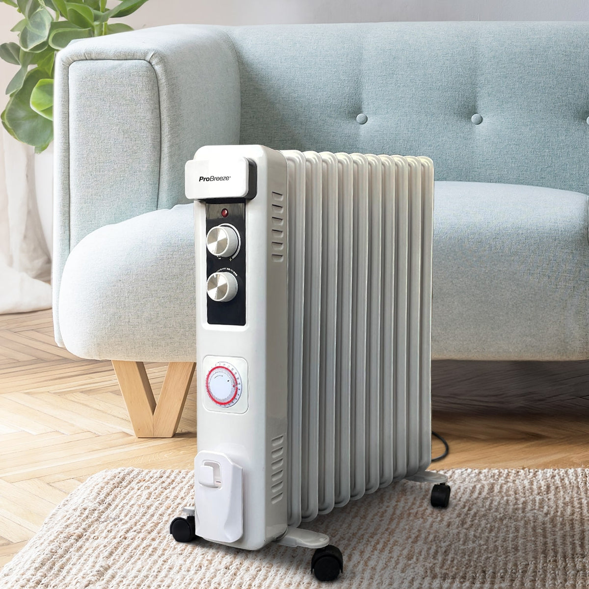 Radiateur à bain d'huile 2500W Pro Breeze, 11 colonnes - Chauffage  électrique portable - Minuterie intégrée, 3 réglages de chaleur, Thermostat  - Caractéristiques de sécurité intégrées - Chauffage - Achat & prix