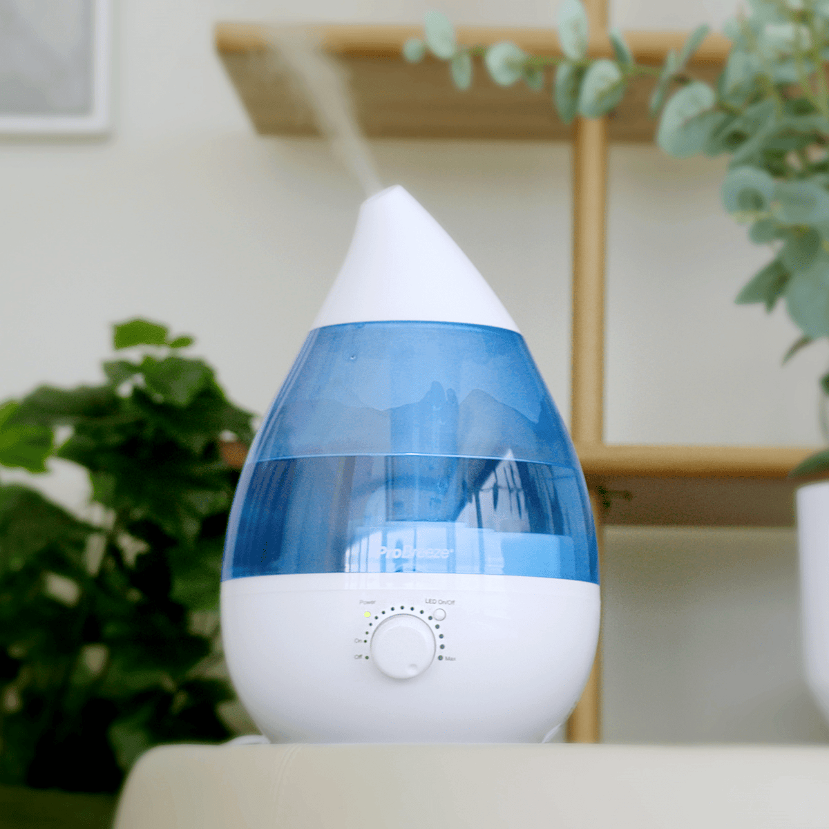 Humidificador ultrasónico de niebla fría de 3.5 litros de capacidad  ajustable, funcionamiento silencioso, apagado automático, luz nocturna LED  de 7