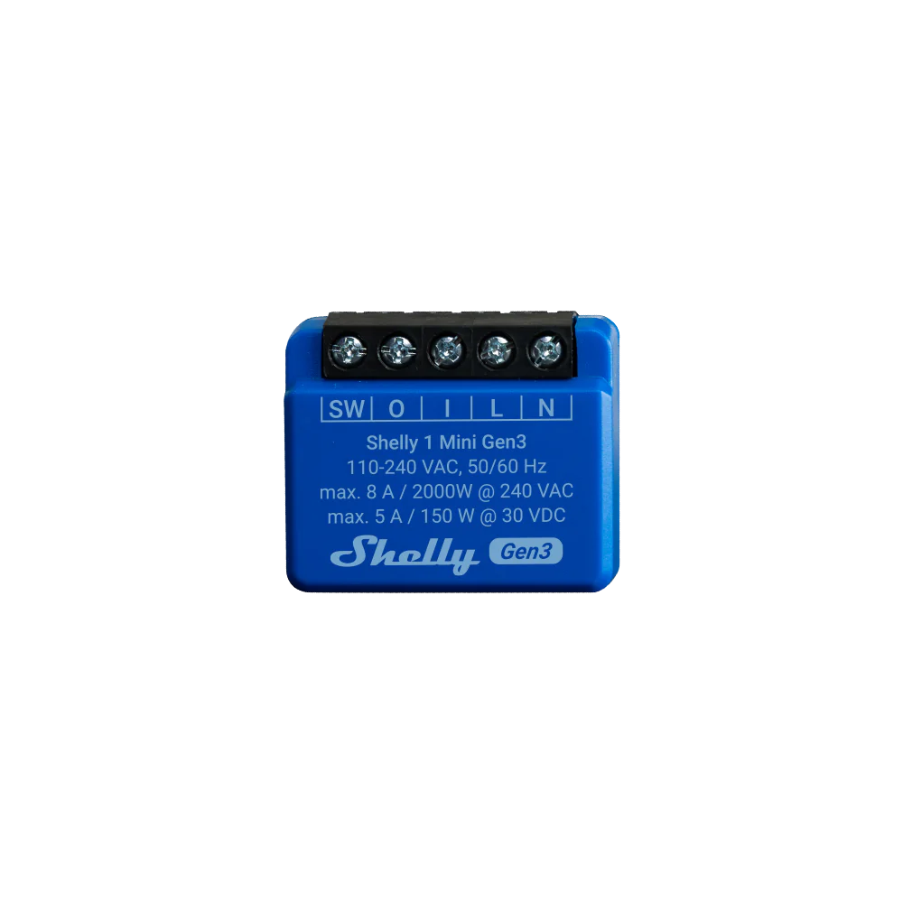 Shelly 1 Mini Gen3. Smallest Wi-Fi Smart Relay Switch, 1 channel 8A, dry contacts (Open Box)