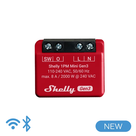 Shelly 1 Mini Gen 3, Interruttore intelligente WiFi e Bluetooth Relè 1  Canale 8A