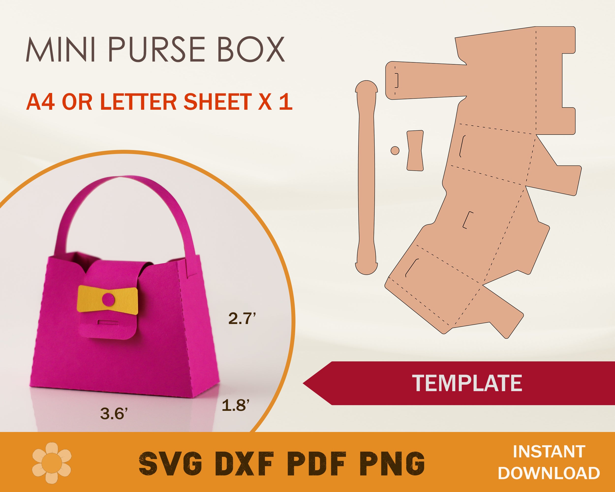 Pretty Hannah Purse Box Template Graphic by DaliLaliDesigns · Creative  Fabrica