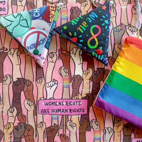 Image of feminist and lgbtq themed fabrics