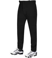 Men's Full Length Baseball Pants with Grip Lock Waistband, Open Bottom and Adjustable Length Black