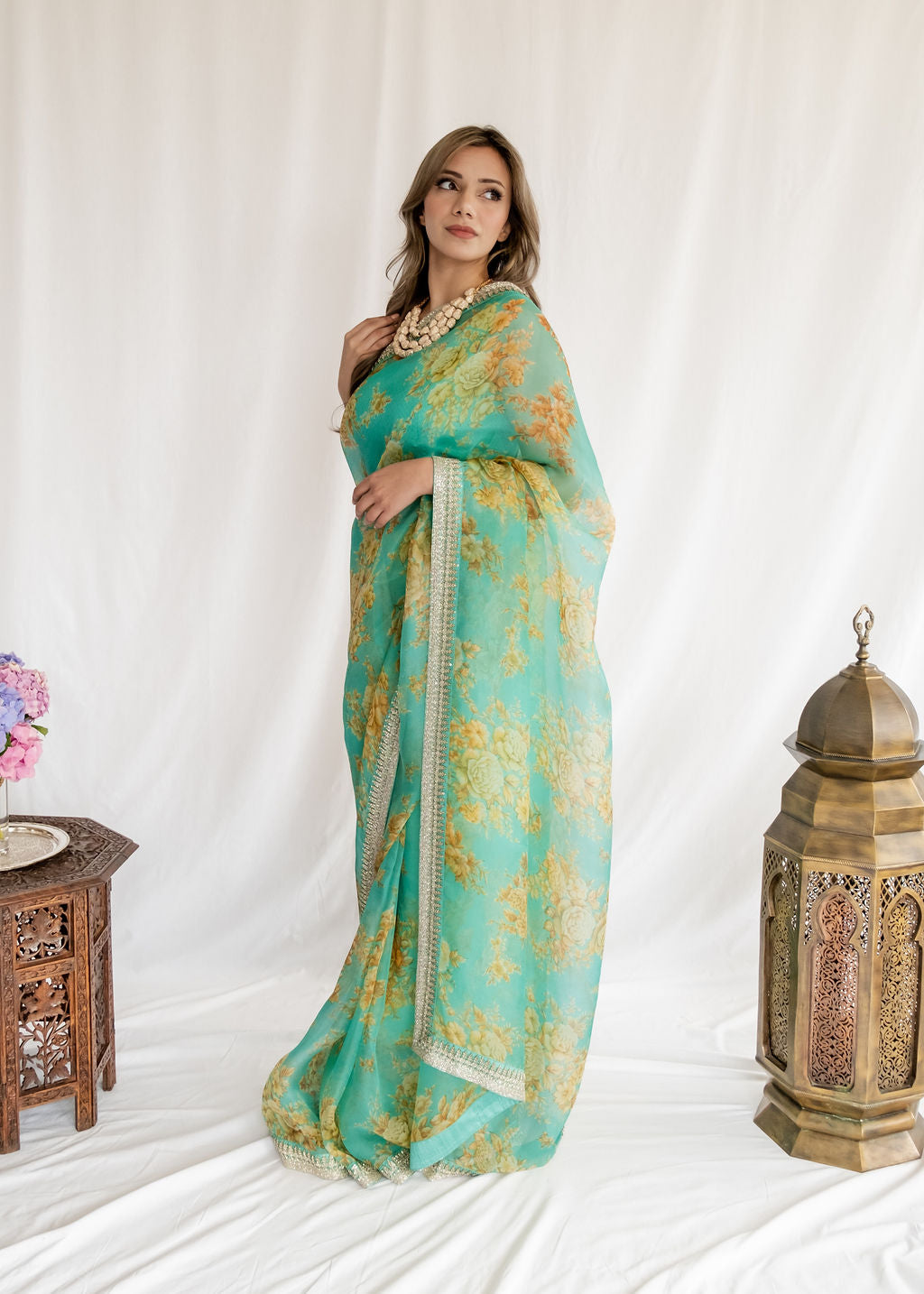 Aziiiza Atelier | Organza Saree(Lone Pine)