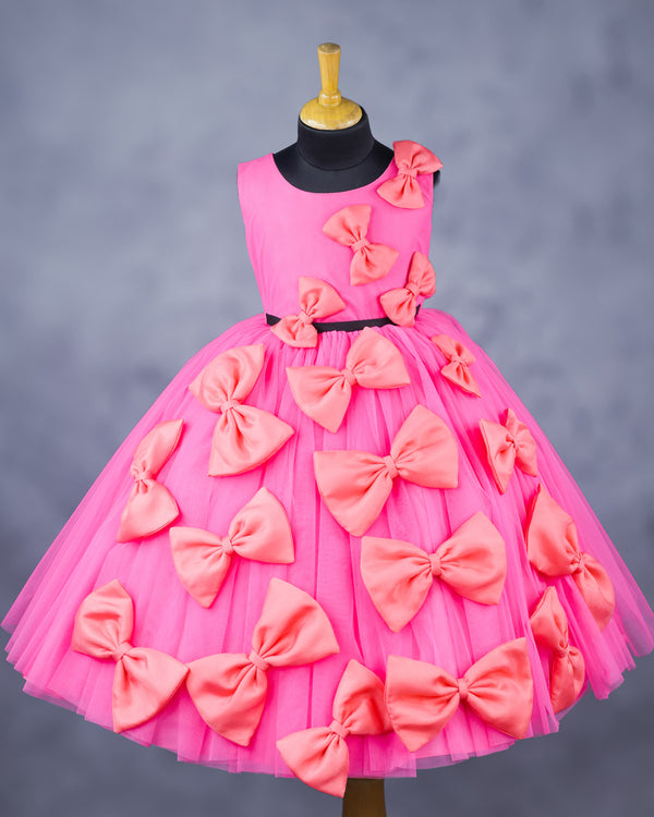 Puff Sleeves and Ribbon Bow Design Wedding Flower Girl Dress – 1lovebaby