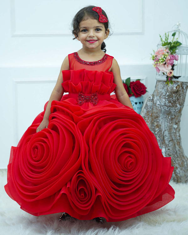 Buy Party Wear Frock for Kid Girls with Flower Design – Mumkins