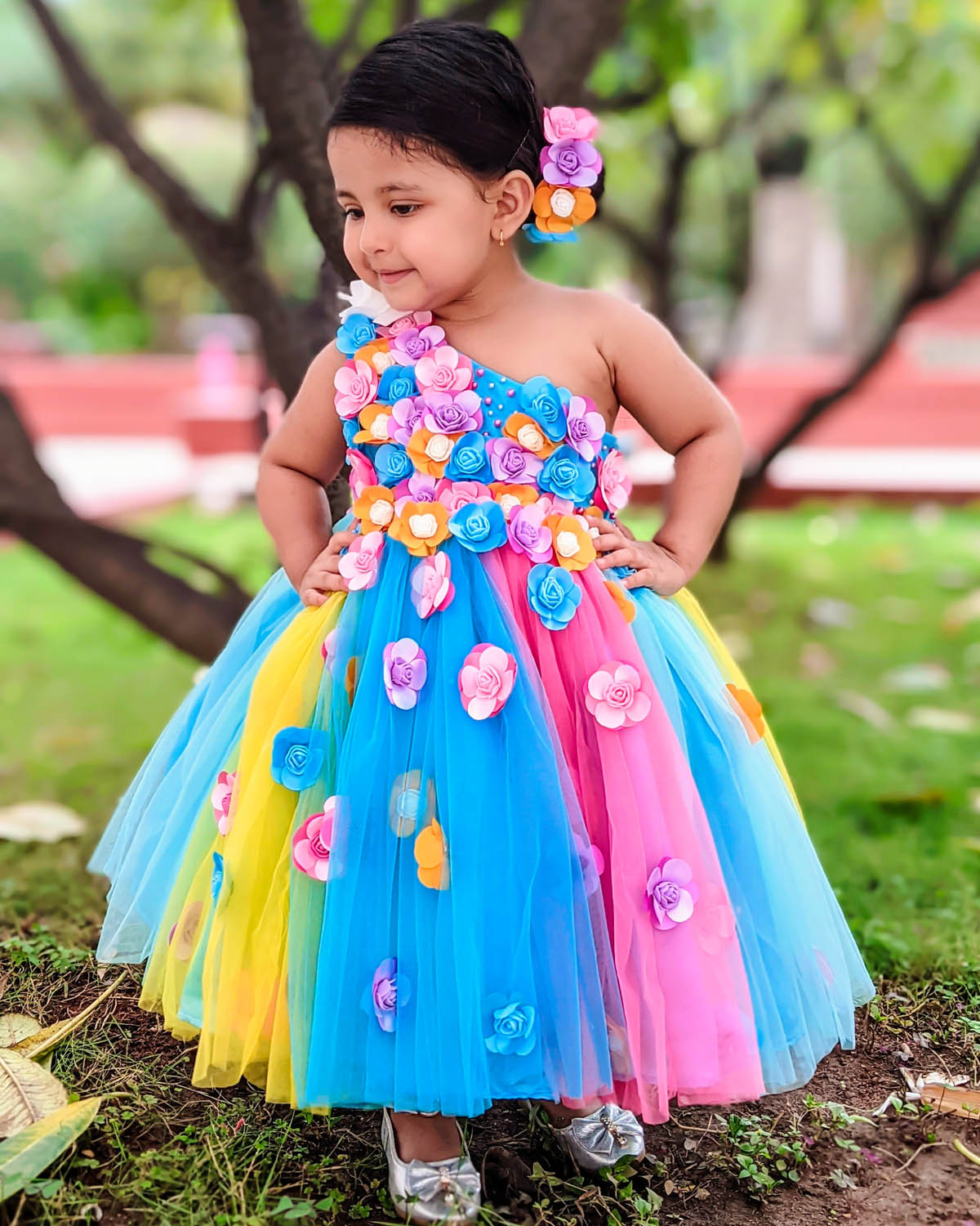 Shop Multi Color Flower Frock For Kids Online | Kids Party Wear – www ...