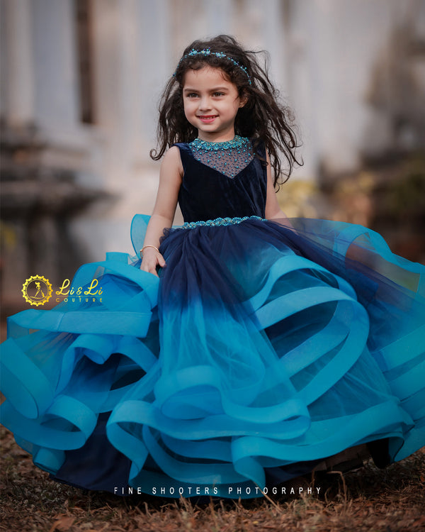 Kids Blue Twirl Dresses Online | Birthday Party Frocks Online at Best  Prices – www.liandli.in