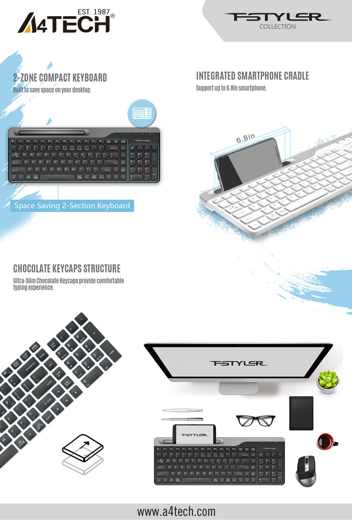A4Tech FBK25 - Bluetooth & Wireless Computer Keyboard
