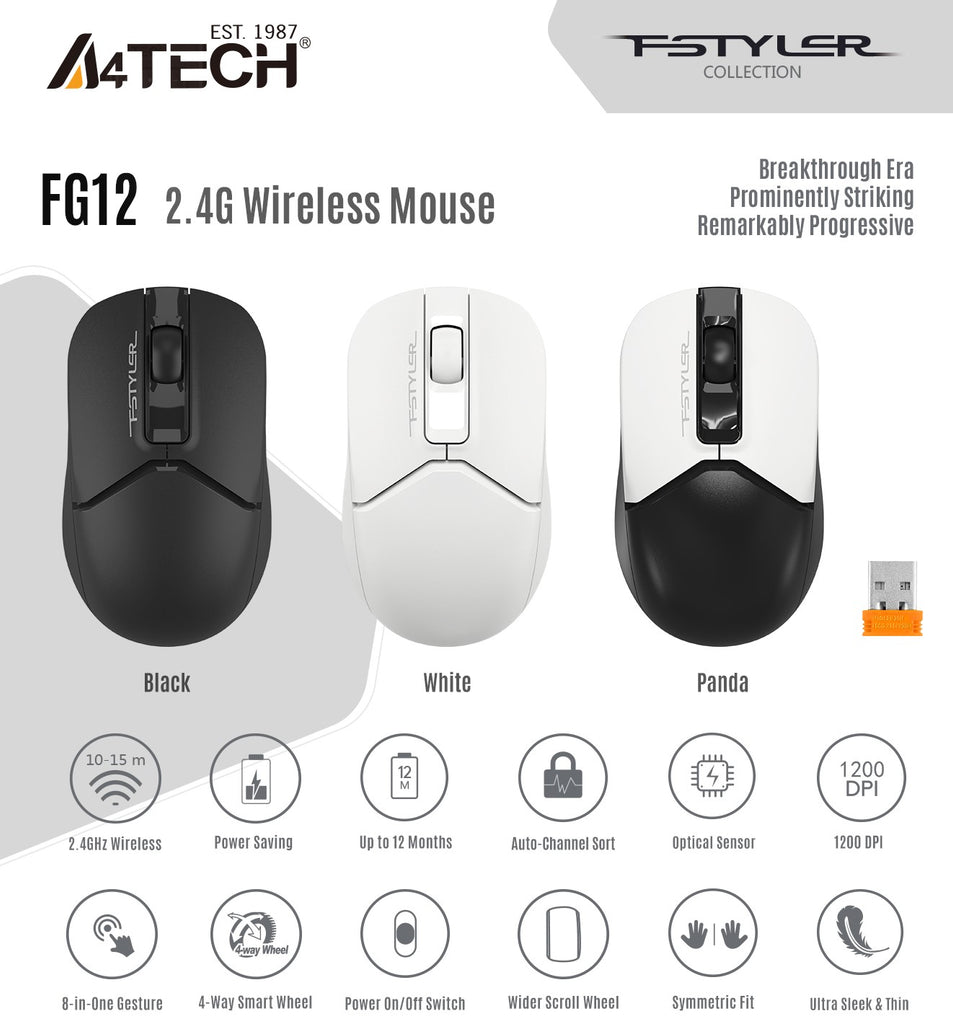 A4Tech FG12S Fstyler Computer Wireless Mouse - Pakistan