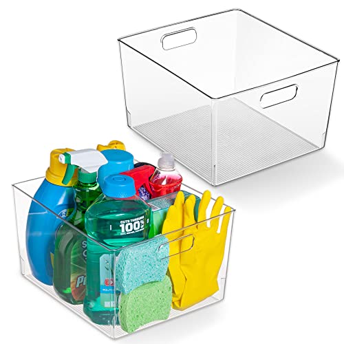 ClearSpace 15 x 7.3 x 3.5 Clear Plastic Storage Bins with Dividers