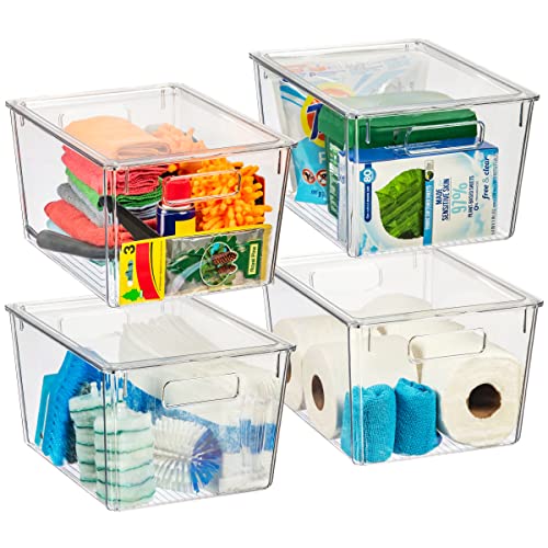  SE Clear Round Plastic Storage Containers with Screw-On Lids  (Set of 12) - 87440BB