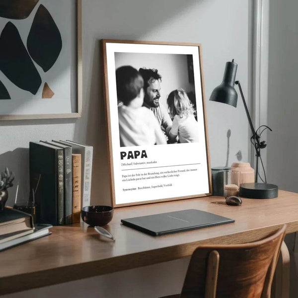 Liebevoll gestaltetes Definitions Poster als einzigartiges Geschenk für Papa