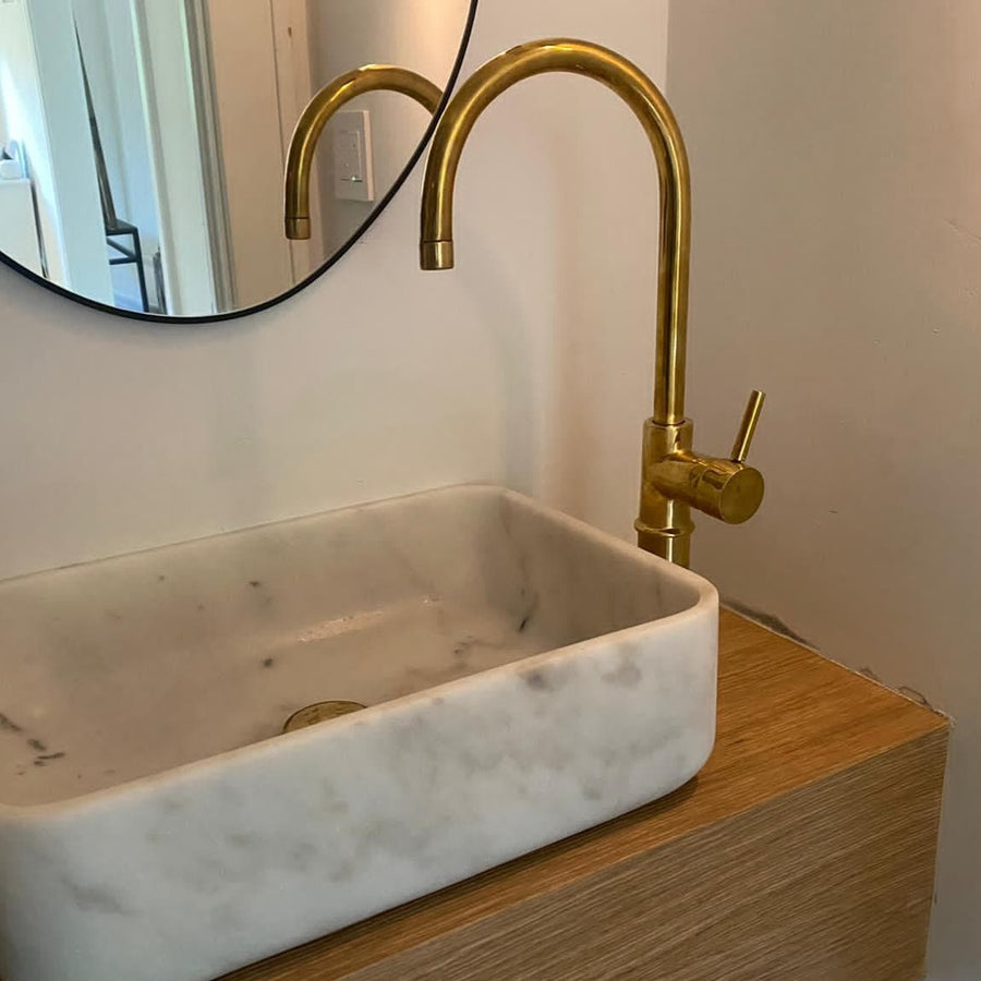 Unlacquered Brass Wall Mount Bathroom Faucet with Double Lever Handle and  Rough-in Valve