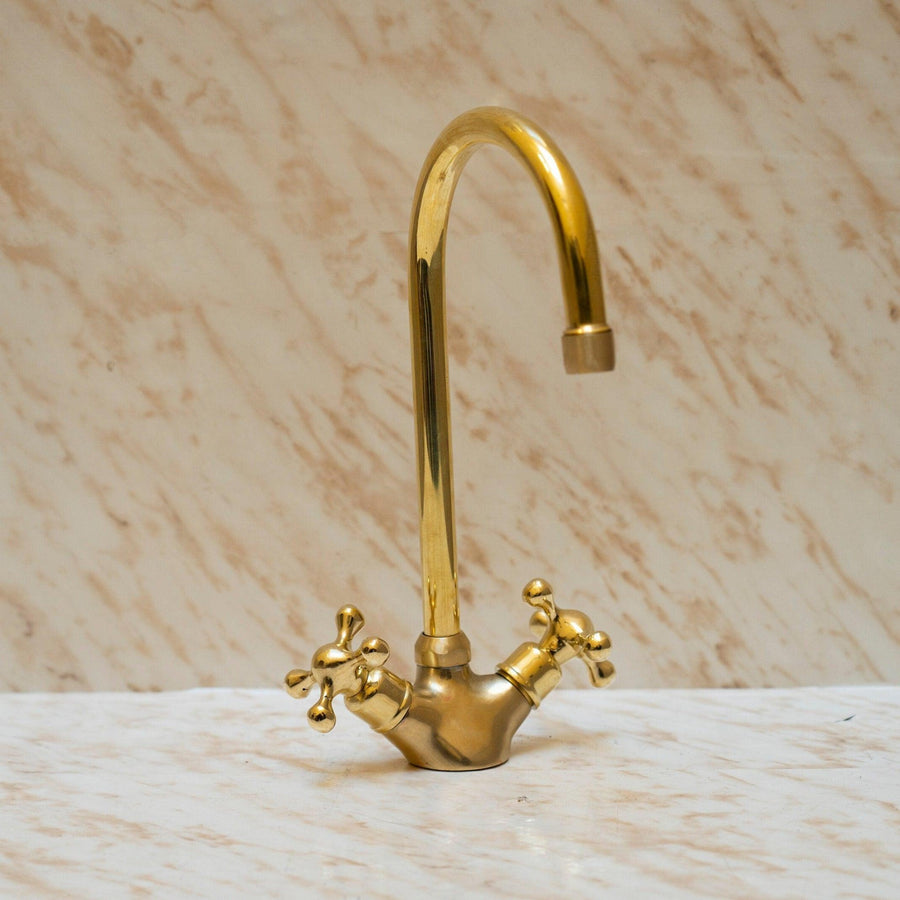 Unlacquered Brass Wall Mount Bathroom Faucet With Lever Handles